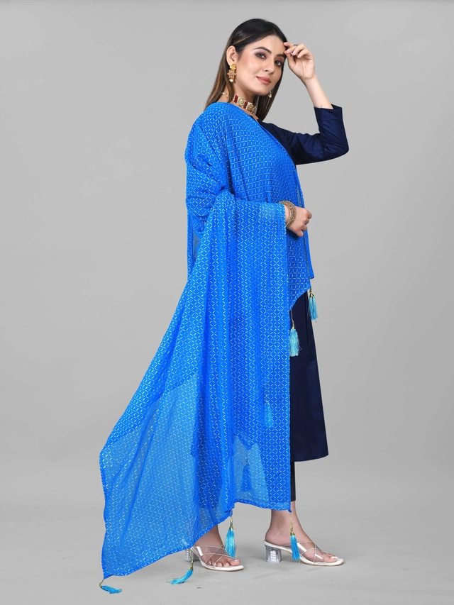 Chiffon Solid Dupatta for Women & Girls (Blue, 2.25 m)