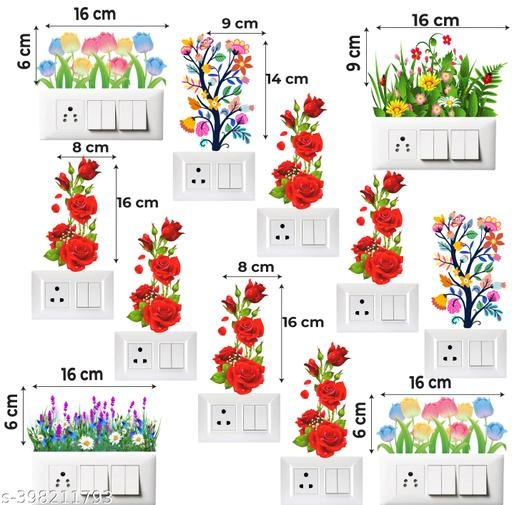 PVC Switch Board Stickers (Multicolor, 32x48 cm) (Pack of 12)