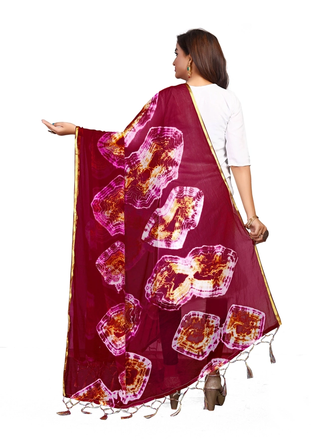 Chiffon Printed Dupatta for Women & Girls (Purple, 2.25 m)