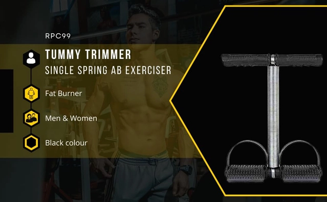 Single Spring Tummy Trimmer for Men & Women (Black)