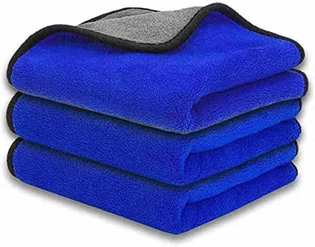 Cotton Blend Multipurpose Cleaning Towel (Blue, 40x30 cm) (Pack of 3)