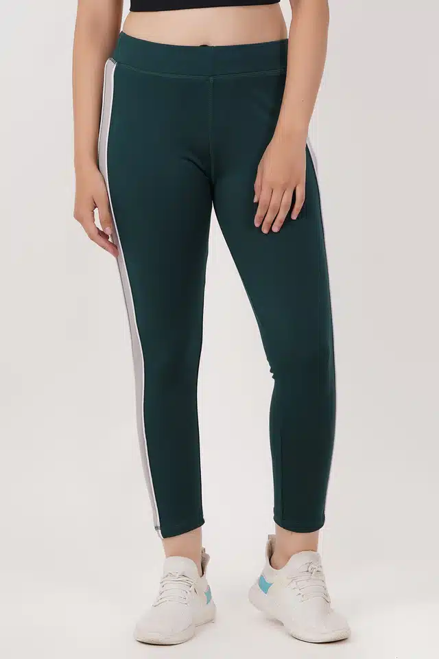 Polyester Solid Tights for Women (Dark Green, 28)