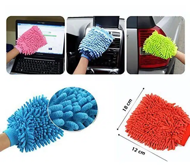 Double Sided Microfiber Car Cleaning Sponge (Multicolour)