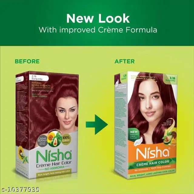 Nisha Cream Hair Color (Burgundy, 120 g) (Pack of 3)