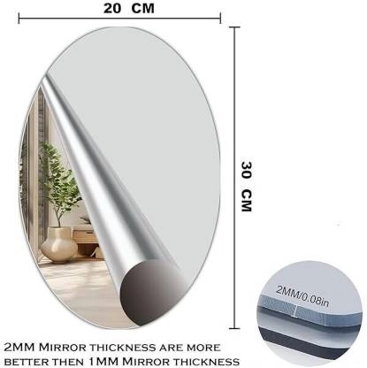 Acrylic Wall Mirror Stickers (Silver, 20X30 Cm)