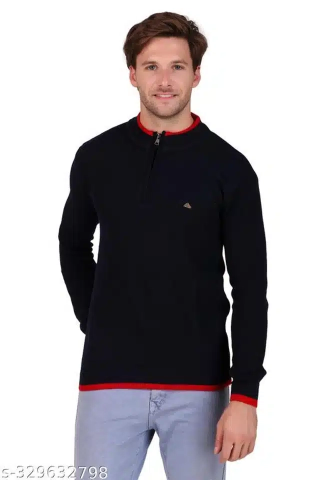 Acrylic Sweater for Men (Black, Free Size)