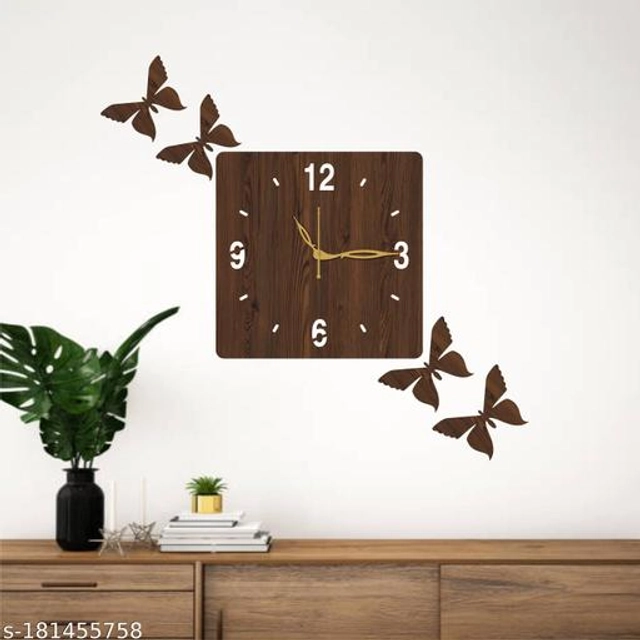 Wooden Wall Clock for Home (Brown)