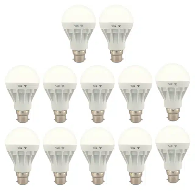 Plastic Premium Quality 7 Watt LED Bulb Cool Day for Home (White) (Pack of 12) (Lw-096)