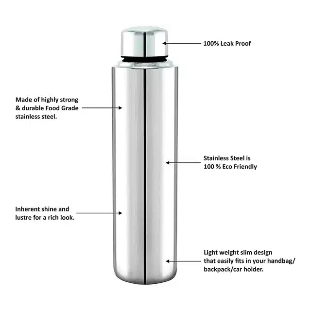 Stainless Steel Bottle (Silver, 900 ml)