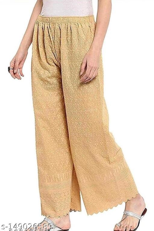 Cotton Palazzos for Women (Beige, 30)