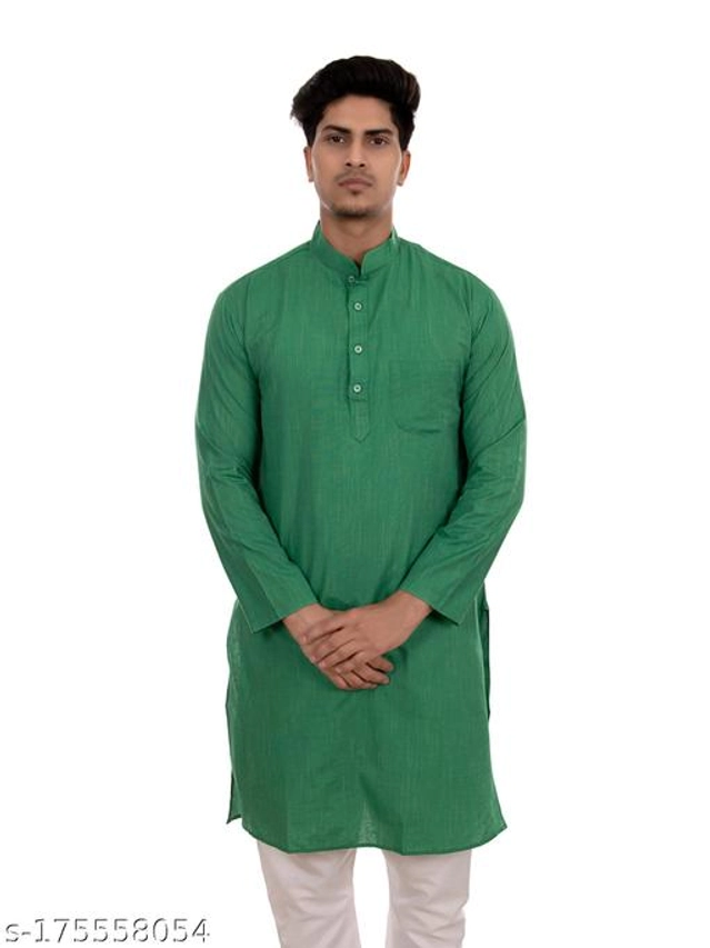 Cotton Blend Kurta for Men (Green, M)