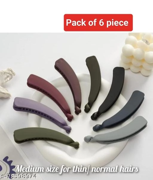 Plastic Hair Clip for Women (Multicolor, Pack of 6)