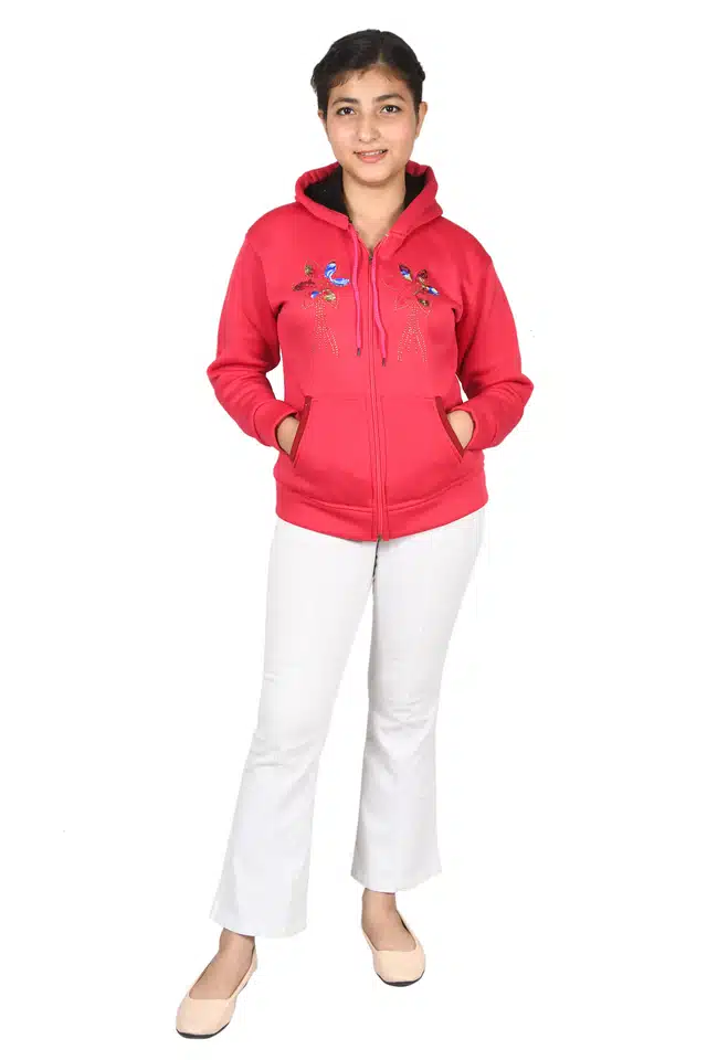 Full Sleeves Hoodies for Women (Magenta, L)