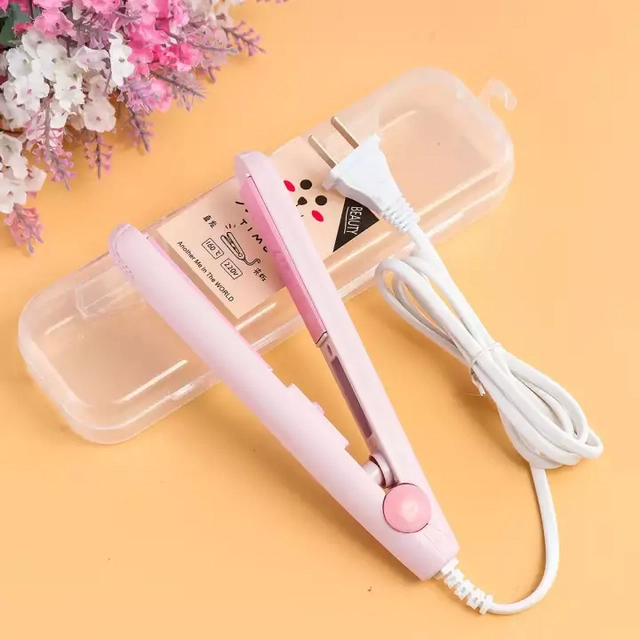 Electric Mini Hair Straightener for Women & Girls (Pink, 20 W)