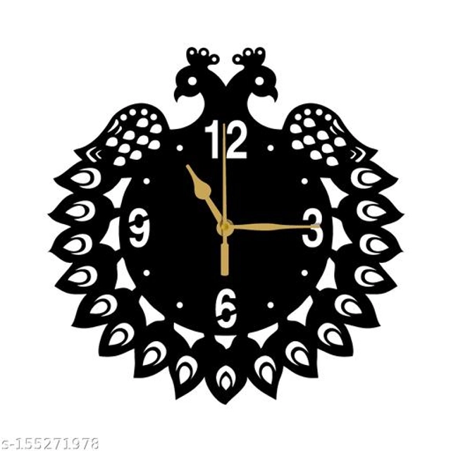 Wooden Wall Clock for Home (Black)