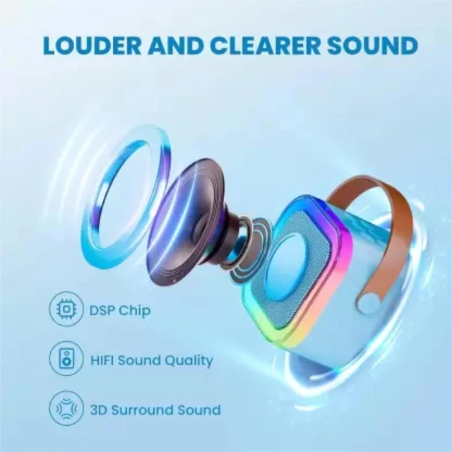 K12 Colorful Bluetooth Speaker with Karaoke Wireless Mic (Multiclolor)