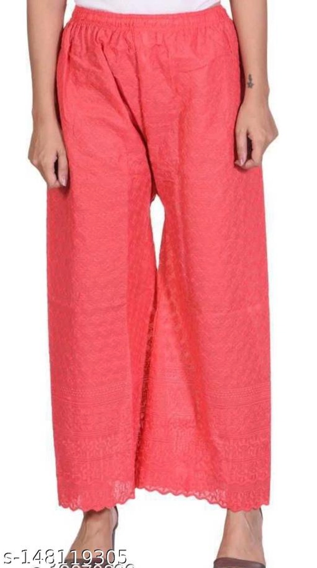Cotton Blend Palazzos for Women (Pink, 30)