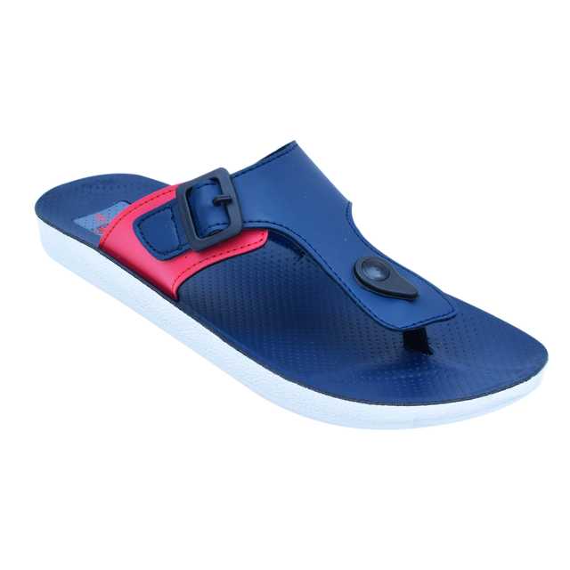 Men's Resin Slip-on Slippers (Blue & Red, 8) (OM-194)