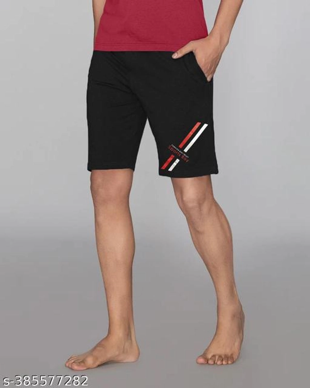 Cotton Blend Shorts for Men (Black, M)