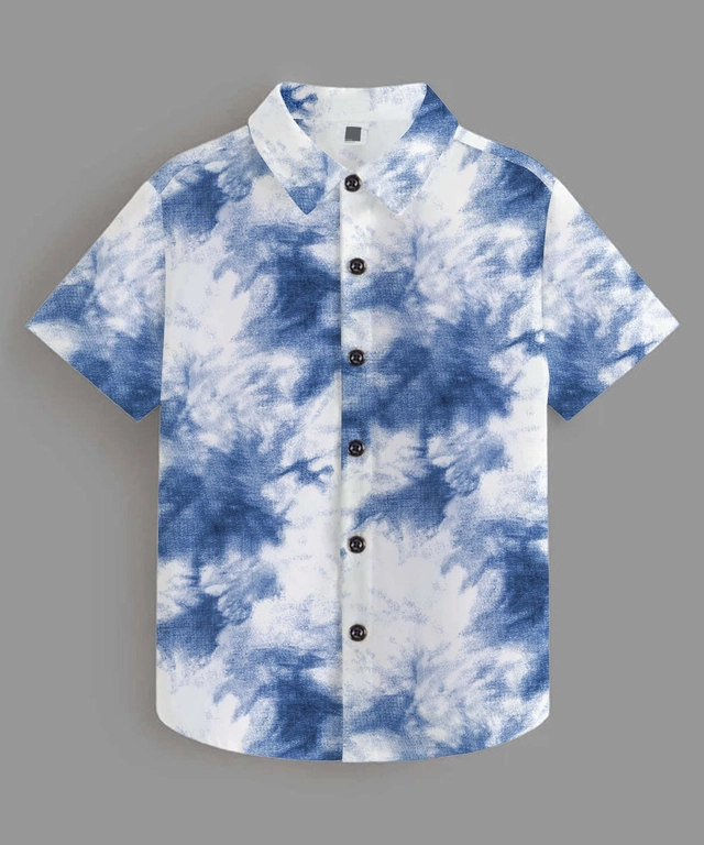 Half Sleeves Printed Shirt for Boys (Blue, 8-10  Years)