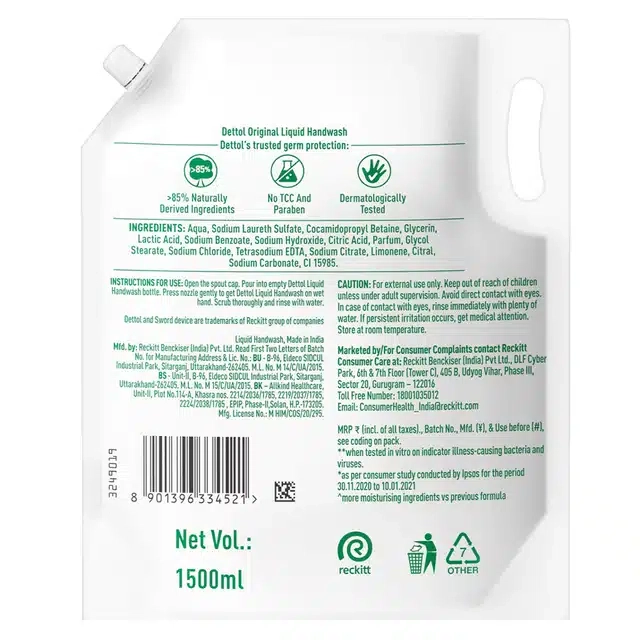 Dettol Liquid Hand wash Refill Original -1500 ml