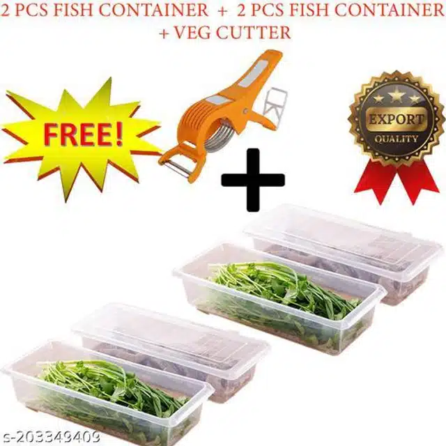 2PCS Storage Case Refrigerator Fish Meat Storage Box Vegetable Storage  Container