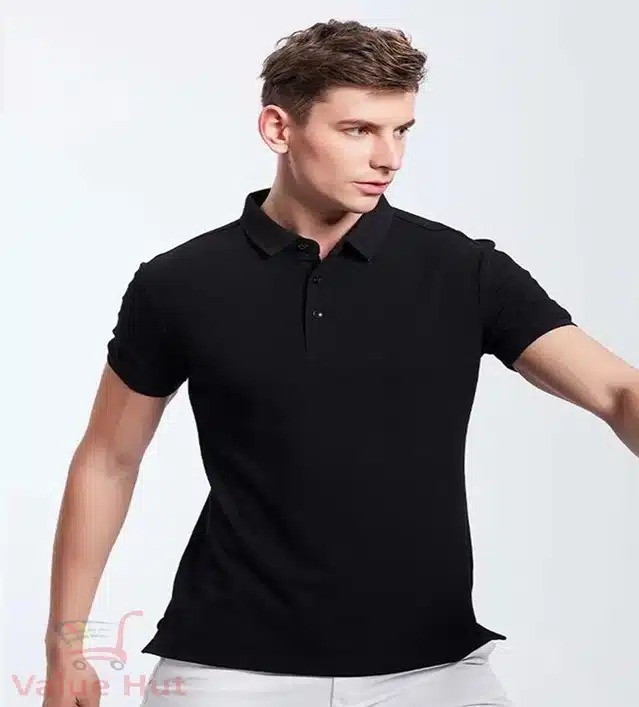 Polo T-Shirt for Men (Black, L)