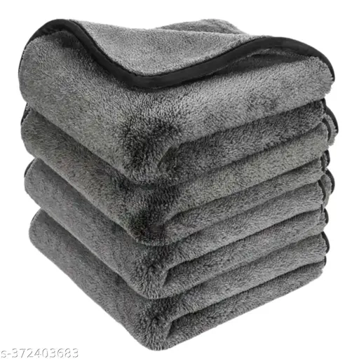 Cotton Bolls Thick Microfiber Car Cloth Fleece - 320 GSM (40x40 cm) (Pack Of 4)