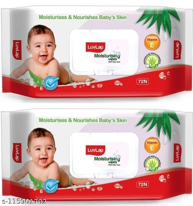 LuvLap (72 Pcs) Moisturising Baby Wipes (Pack of 2)