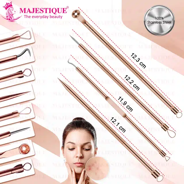 Majestique Proper Pimple Remover Tool and Blackhead Extractor Tool (Pack of 4) (B-138)