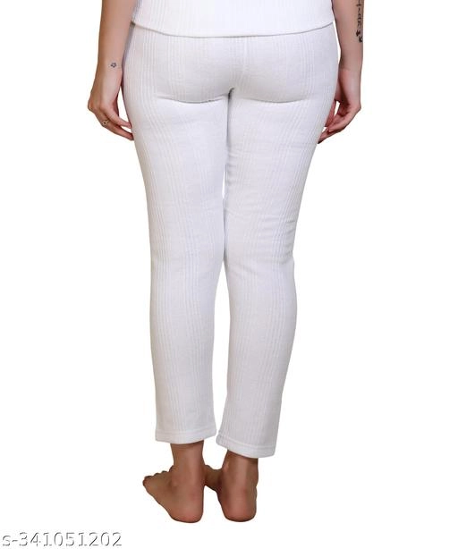 Wool Thermal Bottomwear for Women (White, M)