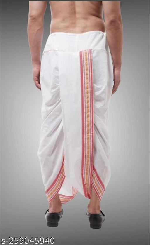 Cotton Silk Solid Dhoti for Boys (Free Size, White)