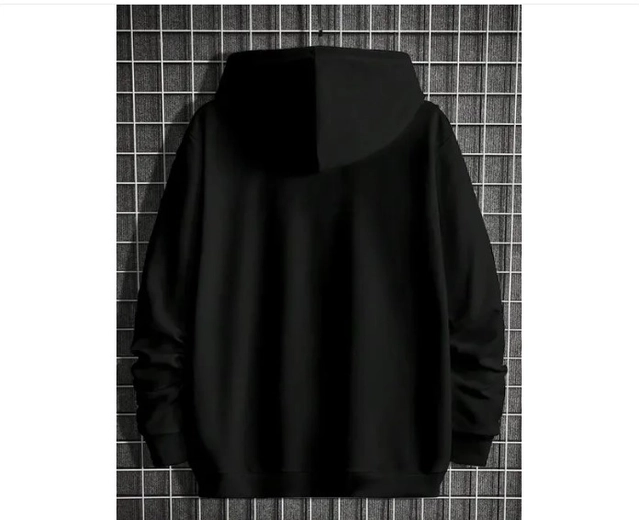 Fleece Printed Hoodie for Men (Black, S)