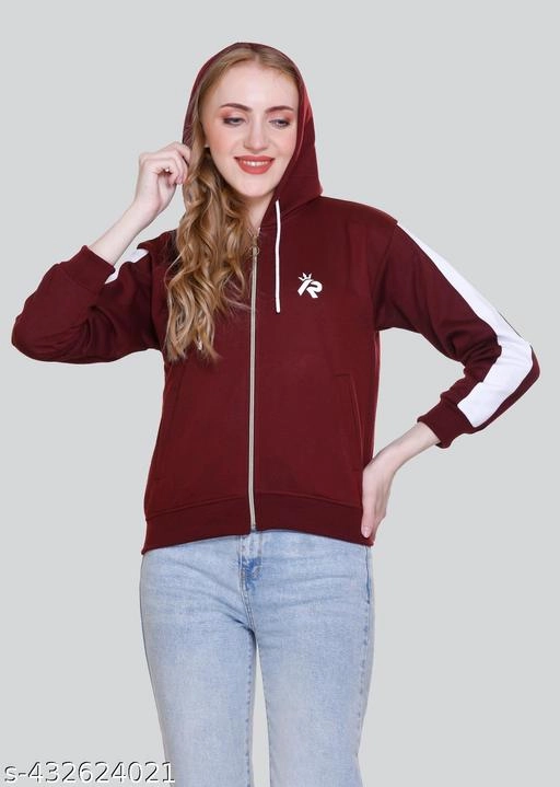 Fleece Solid Jackets for Women (Maroon, S)