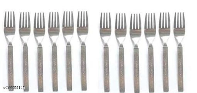 Stainless Steel Forks (Silver, Pack of 12)