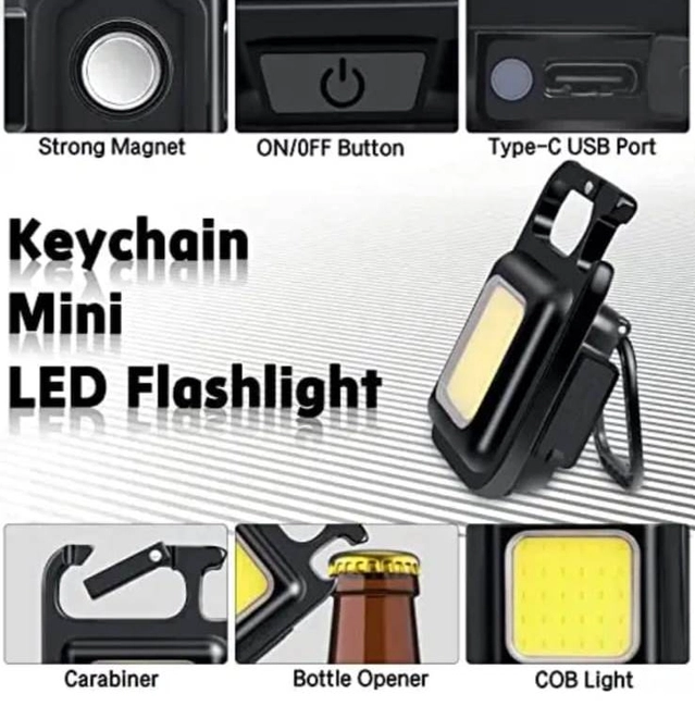 LED Torch Light with mini Flashlight (Black, Set of 2)