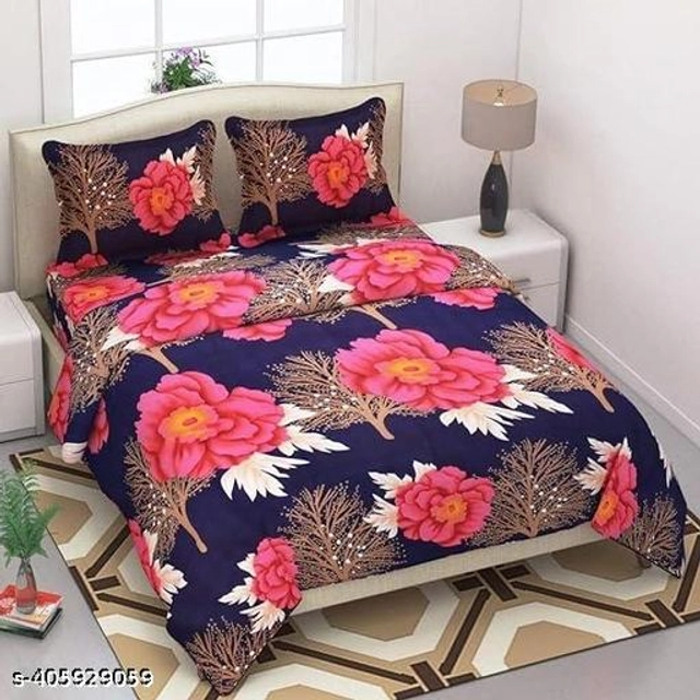 Cotton Double Size Bedsheet with 2 Pillow Covers (Multicolor, 90x90 inches)