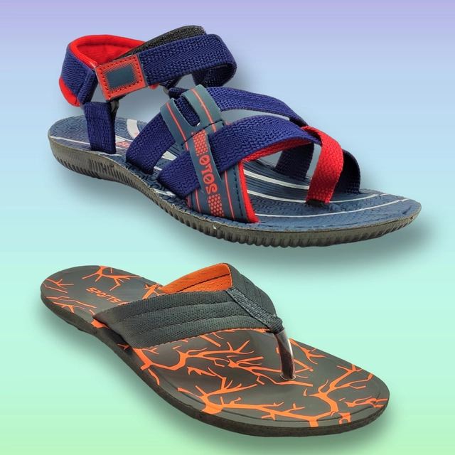 Slipper with Sandals for Men (Multicolor, 6) (Pack of 2)