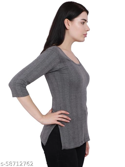 Cotton Thermal Tops for Women (Grey, M)