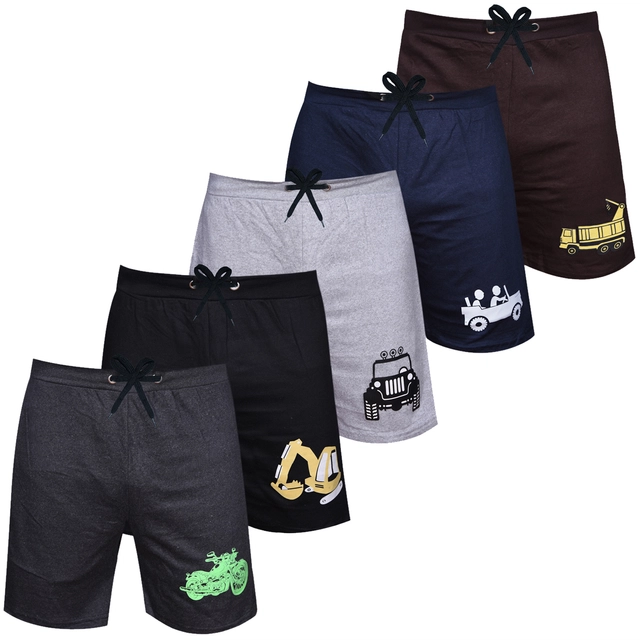 Cotton Shorts for Boys (Multicolor, 4-5 Years) (Pack of 5)