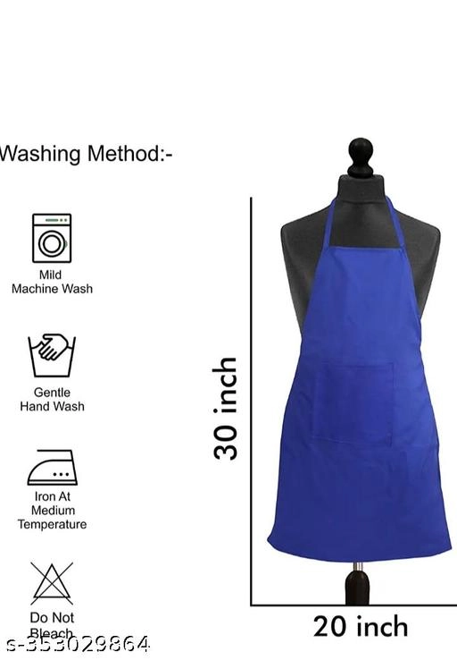 Cotton Apron for Men & Women (Blue & Black, Pack of 2)