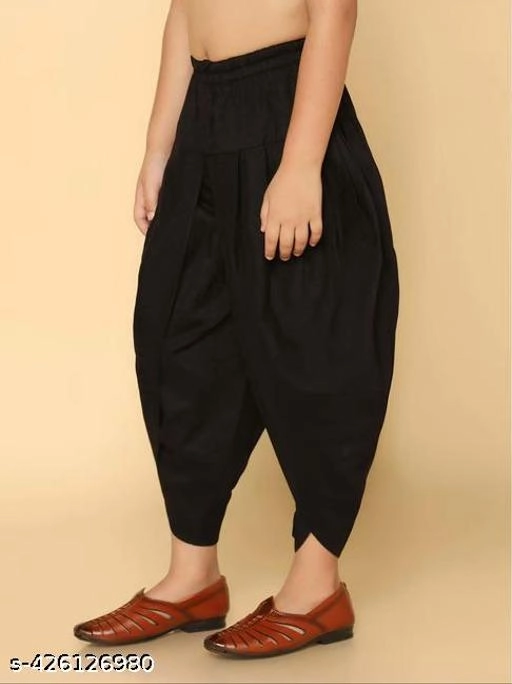 Cotton Blend Solid Dhoti for Boys (2-3 Years, Black)