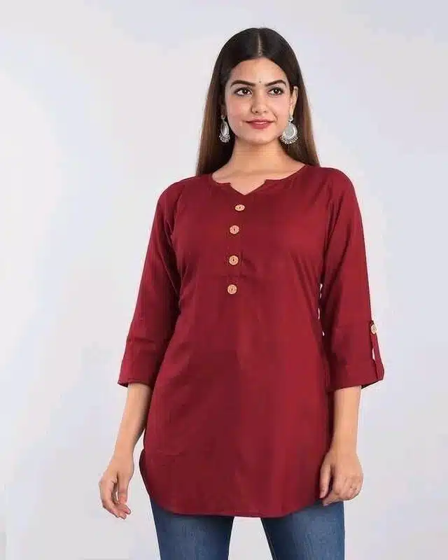 Maroon kurti deals with jeans