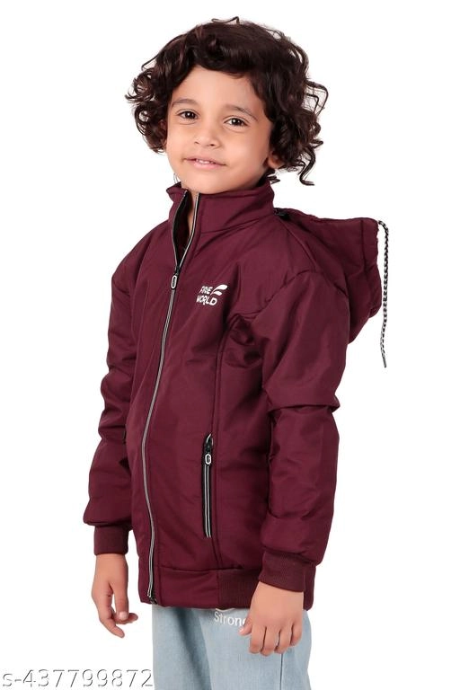 Polyester Jacket for Boys (Maroon, 1-2 Years)