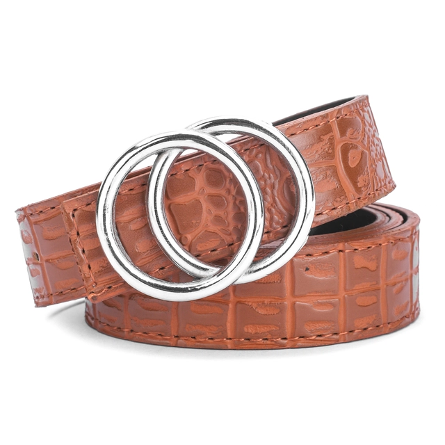 Artificial leather Belt for Women (Tan, Free Size)