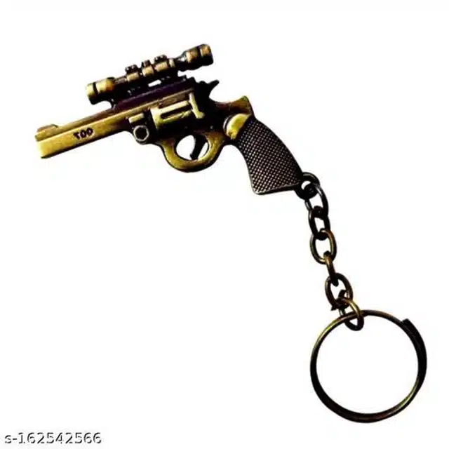 Gun Shape Key Chain (Black & Golden, Pack of 2)