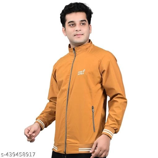 Polyester Jacket for Men (Mustard, M)