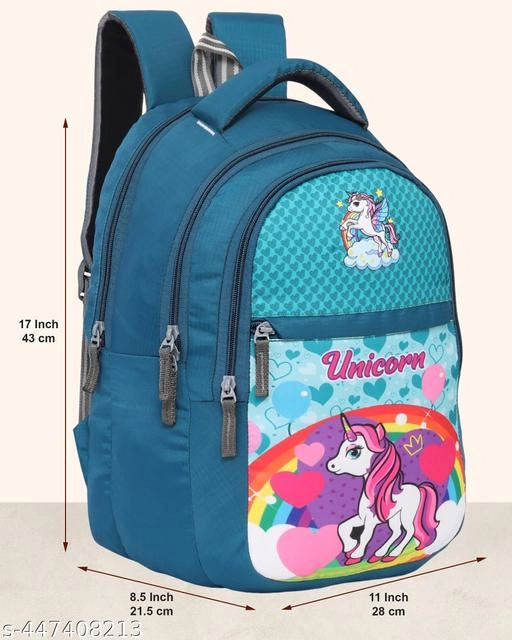 Polyester Backpack with Lunch Box Bag for Kids (Multicolor, Set of 2)