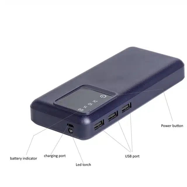 Lithium Ion 3 Out Ports Power Bank (Blue, 20000 mAh)