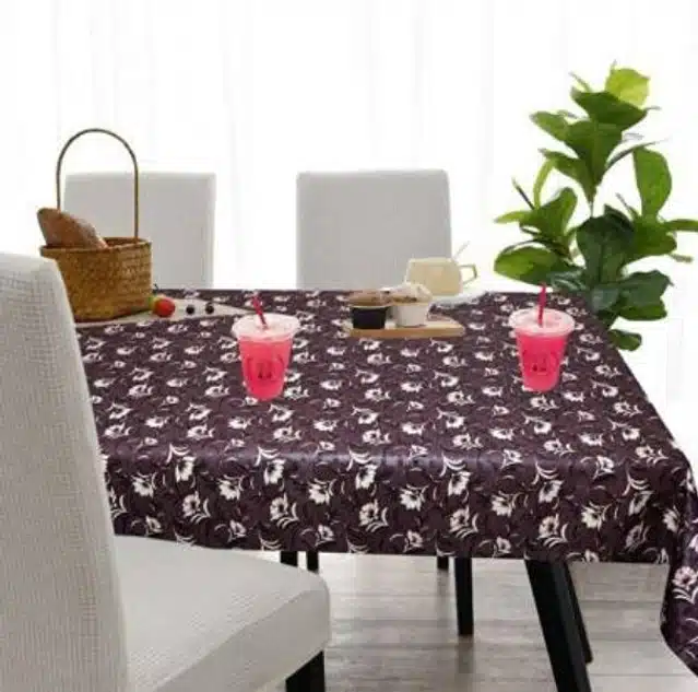 PVC Printed Table Cover (Brown, 54x78 Inches)